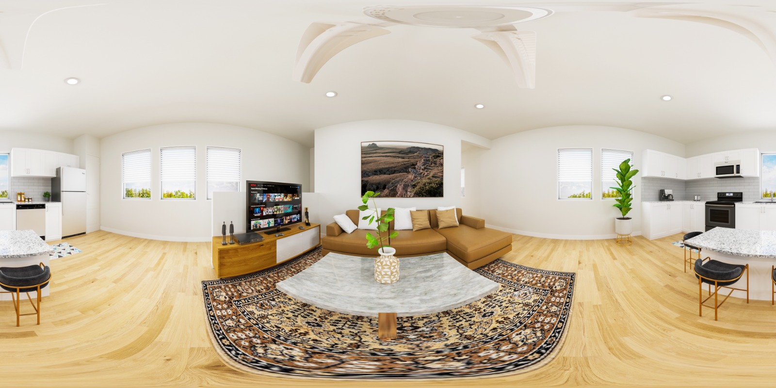 13. 360 Render of a Living cum Dining Area, Washington, USA